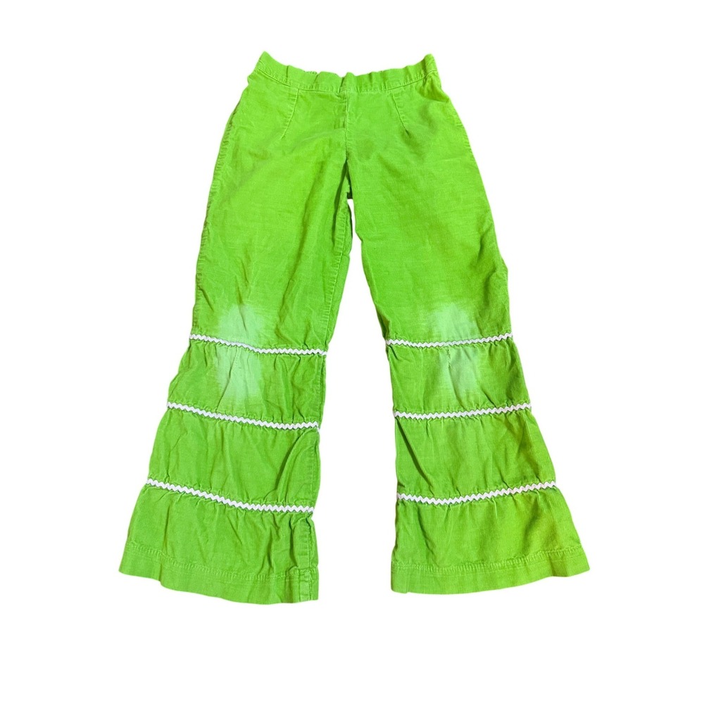 Hannah Kate Girls Lime Green Corduroy Tiered Pants Size 7 Slim‎